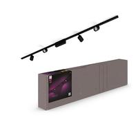 Philips Hue White &Color Ambiance, Plafonnier Perifo, 4 Spots + Rail, Noir | Spots Orientables, 490lm, 2700K, LED Blanc & Couleurs, 2x Rails 1m, Contrôle Vocal & App, Alexa Google & HomeKit, Bluetooth