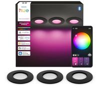 Philips Hue White&Color Ambiance, Spot Encastrable, 90mm, Pack de 3, Noir | Spots plafond Fin & Design, 1000lm, LED RGBW, IP44, Gradation ultra-faible 0.2%, Compatible Matter, Contrôle vocal & via app