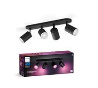 Philips Hue White & Color Ambiance, Spot Fugato +Ampoule, Kit de 4, Noir | Spots plafond avec ampoules GU10 incluses, 350lm, LED RGBW Blanc & Couleurs, Contrôle Vocal & via App, Alexa, Apple Home