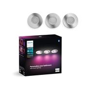 Philips Hue White & Color Ambiance Xamento 3-pack, lampes de salle de bains à intensité variable pour le système d'éclairage Hue, contrôle intelligent de la lumière via la voix et l'application.
