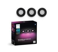 Philips Hue White & Color Ambiance Xamento spots encastrés par 3, Noir, lampes de salle de bain à intensité variable, contrôle intelligent de la lumière via la voix et l'application