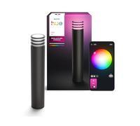 Philips Hue White&Color, Lampadaire Extérieur Lucca +Ampoule, 1100lm, Noir | Borne lumineuse extérieure, IP44, Ampoule A60 incluse, LED multicolore, Contrôle vocal et via App, Compatible Matter & Zigbee