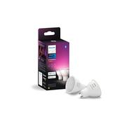 Philips Hue White and Color Ambiance Ampoule LED connectée Pack de 2, culot GU10, 400 lumens, Compatible Bluetooth. Fonctionne avec Alexa, Google Assistant et Apple HomeKit