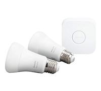 Kit de démarrage Philips 2 ampoules connectée Hue White E27 Bluetooth + Pont de connexion 9,5 W Blanc