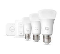 Philips Hue White Kit de démarrage : 3 ampoules connectées E27 (1100) + variateur