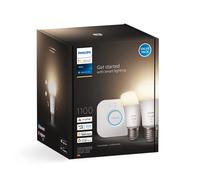 Philips Hue White Kit de démarrage, lot de 2 avec pont E27, 2700 K, 9,5 W, 8719514289116,