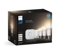 Philips Hue White Kit de démarrage, lot de 3 avec pont et interrupteur avec variateur E27, 2700 K, 9,5 W, 8719514289130,