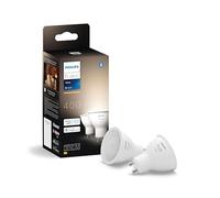 Philips Hue White, Lot de 2 Ampoules connectée GU10, lumière Blanche Douce, Compatible Bluetooth, contrôle Vocal avec Alexa, Apple Home et Google Assistant, Blanc