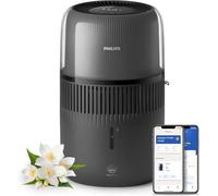 Philips Humidificateur d'air Série 5000 - jusqu'à 45m², débit de 300ml/h, silencieux 12dB, NanoCloud 99% bactéries en moins, 4.5L, mode sommeil, minuteur, connecté, aromathérapie, Noir (HU5600/03)