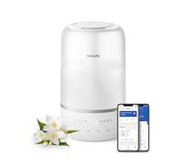 Philips Humidificateur intelligent - Compact mais puissant avec Sky High Mist, jusqu'à 32 heures d'autonomie, silencieux avec réglage du sommeil et veilleuse, pour jusqu'à 38 m² (HU1509/00)