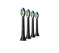 Philips HX6064/11 W Optimal White - Lot de 4 Têtes de Brosse Noires Soniques - Rigidité Moyenne - Système Clipsable - Compatible Multi-Séries