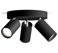 Philips Idris spot à 3 têtes sur plaque ronde, lampe GU10 non incluse, noir, IP44, résistant à l'eau