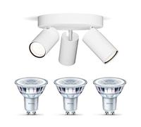 Philips Idris Spot encastrable (blanc) - Lampe de salle de bain - Lumière blanche chaude - Spot de plafond 3 ampoules - GU10 - SceneSwitch - Intensité variable avec votre interrupteur classique