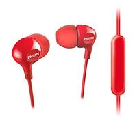 Philips In Ears SHE3555RD/00 Écouteurs intra-auriculaires avec basses (basses riches, microphone intégré, 2 types de capuchons, ajustement parfait, câble renforcé) Rouge