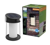 Philips Juda Applique murale solaire d’extérieur UltraEfficient, Ampoule solaire remplaçable, Détecteur de mouvement, 4000 K, Noire
