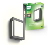Philips Karp Applique Murale Extérieure LED, 5,5 W, 700 lm, Lumière Chaude 2700 K, IP44 Résiste aux Intempéries, LED Intégrée, Durable, Aluminium, Design Moderne, Gris Anthracite