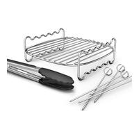 Philips Kit d'accessoires Airfryer - Étagère double couche avec 5 brochettes et 1 pince à tête en silicone Easy-Grip, passe au lave-vaisselle, compatible avec Airfryers de 6,2 L, 8,3 L et 9 L (HD9920