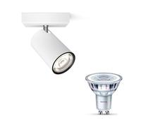 Philips Kosipo Spot en saillie (Blanc) - 1 lumière - Non dimmable | Spot mural ou plafond - GU10 - Blanc chaud