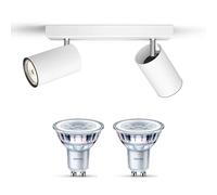 Philips Kosipo Spot en saillie (Blanc) - Lumière Blanc Chaud - Spot de plafond avec 2 points d'éclairage - GU10 - Non Dimmable