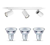 Philips Kosipo Spot en saillie (Blanc) - Lumière Blanc Chaud - Spot de plafond avec 3 points d'éclairage - GU10 - Non Dimmable
