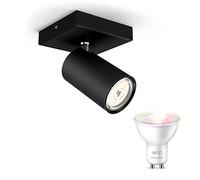 Philips Kosipo Spot en saillie Noir - 1 Eclairage - Projecteurs en Surface Inclus WiZ GU10 Colorful Light - Bluetooth