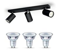 Philips Kosipo Spot en saillie (Noir) - Lumière Blanc Chaud - Spot de plafond avec 3 points d'éclairage - GU10 - Non Dimmable