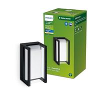 Philips Applique d'extérieur Kyrie 12 W, blanc chaud 2 700 K, noire, résistante aux intempéries IP44