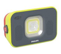 Philips Lampe de Travail LED Xperion 6000 Flood Audio, projecteur LED Rechargeable avec lumière zoomable et dimmable, Haut-parleurs Bluetooth, 1000lm, détection de Mouvement