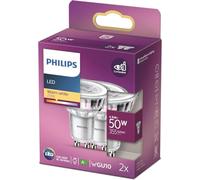 Philips Lampe LED GU10 classique, réflecteur, 355 lumens équivalent à 50 W, blanc chaud (2 700 Kelvin)