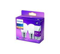 Philips Led Classic 40w Sphérique E27 Blanc Chaud Dépolie Non Dimmable Lot De 2 Blanc