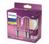 PHILIPS LED Classic 60W Standard E27 Blanc Chaud Non Dimmable Lot de 2