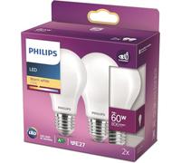 Philips Ampoule dépolie à filament 60W A60 E27 x2