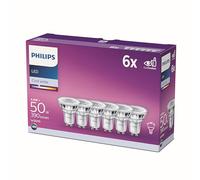 Philips LED classic, ampoule LED équivalent 50 W, GU10, lot de 6, blanc neutre (4000 Kelvin) 390 lumens, réflecteur
