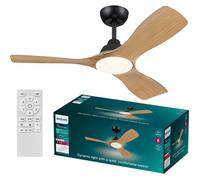 Philips Olas Ventilateur de Plafond, 3 Pales, Lumière LED 24 W, Moteur DC, Température de Couleur (3000 K-4300 K-6500 K) avec Fonction Variateur, Télécommande Incluse, noir, 42"
