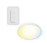 PHILIPS LED, Plafonnier Superslim Rond +Télécommande, Ø 29.1 cm, Blanc