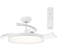 Philips Ventilateur de plafond Solr LED 32 W, 3 pales rétractables, télécommande, blanc