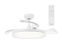 Philips Ventilateur de plafond Solr LED 32 W, 3 pales rétractables, télécommande, blanc