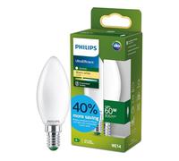 Philips LED UltraEfficient Ampoule Dépolie B35 Bougie, Petit Culot Edison E14, Classe Énergétique A, 806 lm, Équivalent 60W, Blanc Chaud (2700K), EyeComfort, 50 000 Heures, 1 Pack