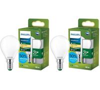 Philips LED UltraEfficient Ampoule Dépolie P45, Petit Culot Edison E14, Classe Énergétique A, 252 lm, Équivalent 25W, Blanc Chaud (2700K), EyeComfort, 50 000 Heures, 1 Pack (Lot de 2)