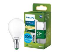 Philips LED UltraEfficient Ampoule Dépolie P45, Petit Culot Edison E14, Classe Énergétique A, 252 lm, Équivalent 25W, Blanc Chaud (2700K), EyeComfort, 50 000 Heures, 1 Pack