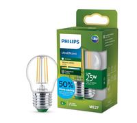 Philips LED UltraEfficient Ampoule Filament Claire P45, Culot Edison E27, Classe Énergétique A, 252 lm, Équivalent 25W, Blanc Chaud (2700K), EyeComfort, 50 000 Heures, 1 Pack
