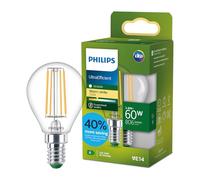 Philips LED UltraEfficient Ampoule Filament Claire P45, Petit Culot Edison E14, Classe Énergétique A, 806 lm, Équivalent 60W, Blanc Chaud (2700K), EyeComfort, 50 000 Heures, 1 Pack