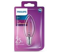 Philips ampoule LED Flamme Filament E14 2W Equivalent 25W Claire Blanc chaud