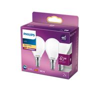 Philips Ampoules LED mates Lot de 2 Classic E14 D45 4,3W (équiv.40W) 2700K blanc chaud