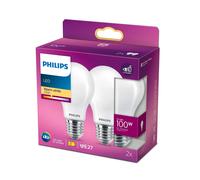 Philips Ampoule dépolie à filament 100 W A60 E27 x2