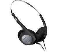 Philips LFH2236 Casque stéréo pour dictaphones et lecteurs avec prise jack 3.5 mm, coussinets d'oreille, noir/argent, 170 mm × 135 mm × 50 mm