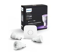 Philips Lighting 8718696508626 Hue Kit de 3 Ampoules LED Connectée-GU10 + Pont de Connexion Plastique Blanc 6,5 W