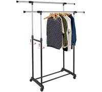 Philips Lighting BAKAJI Support porte-manteau en acier avec roulettes télescopiques réglable en hauteur et largeur (double)