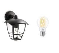 Philips Lighting CR pplique descendante max.1x60W E27 - Noir + WiZ ampoule LED Connectée Wi-Fi E27, Claire, Nuances de Blanc, équivalent 60W, 806 lumen, fonctionne avec Alexa, Google Assistant