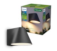 Philips Lighting Voltan Lampadaire Extérieur, 120 x 190 x 600 mm | Lumière Blanc Chaud 2700 K, Ampoule GU10 Vendue Séparément, 5 W Max, Noir, Boîtier Aluminium, IP44, Homologué Extérieur